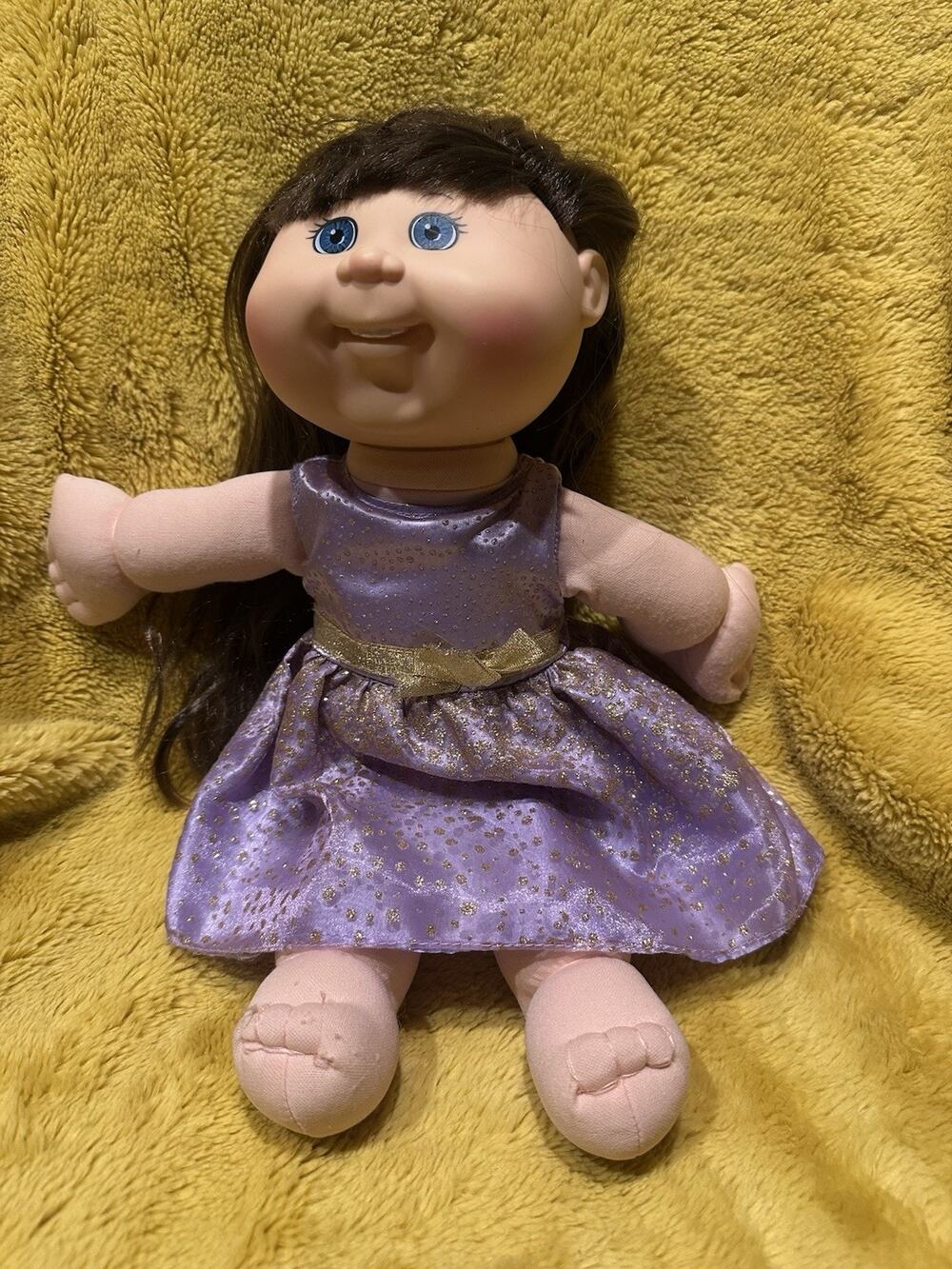 OAA Cabbage Patch Kid Girl Doll 2017 Long Brown Hair Blue Eyes Purple Dress